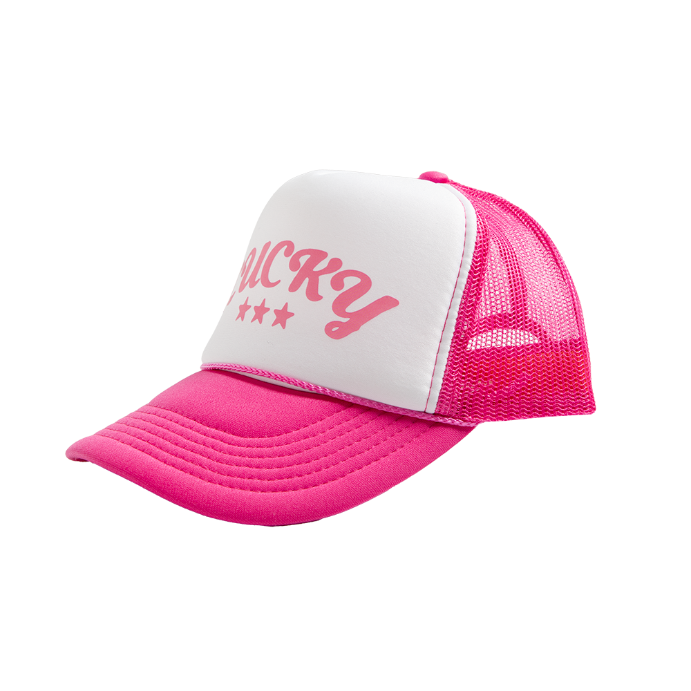 Lucky Pink Mesh Hat Side
